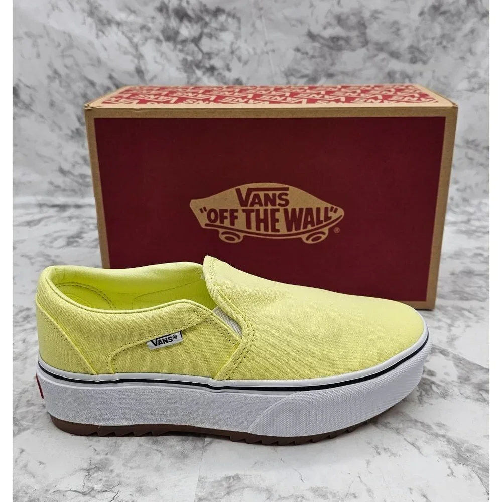 Vans Asher Platform St Canvas Light Green Women's Shoes Size 9.5 - Picture 1 of 11